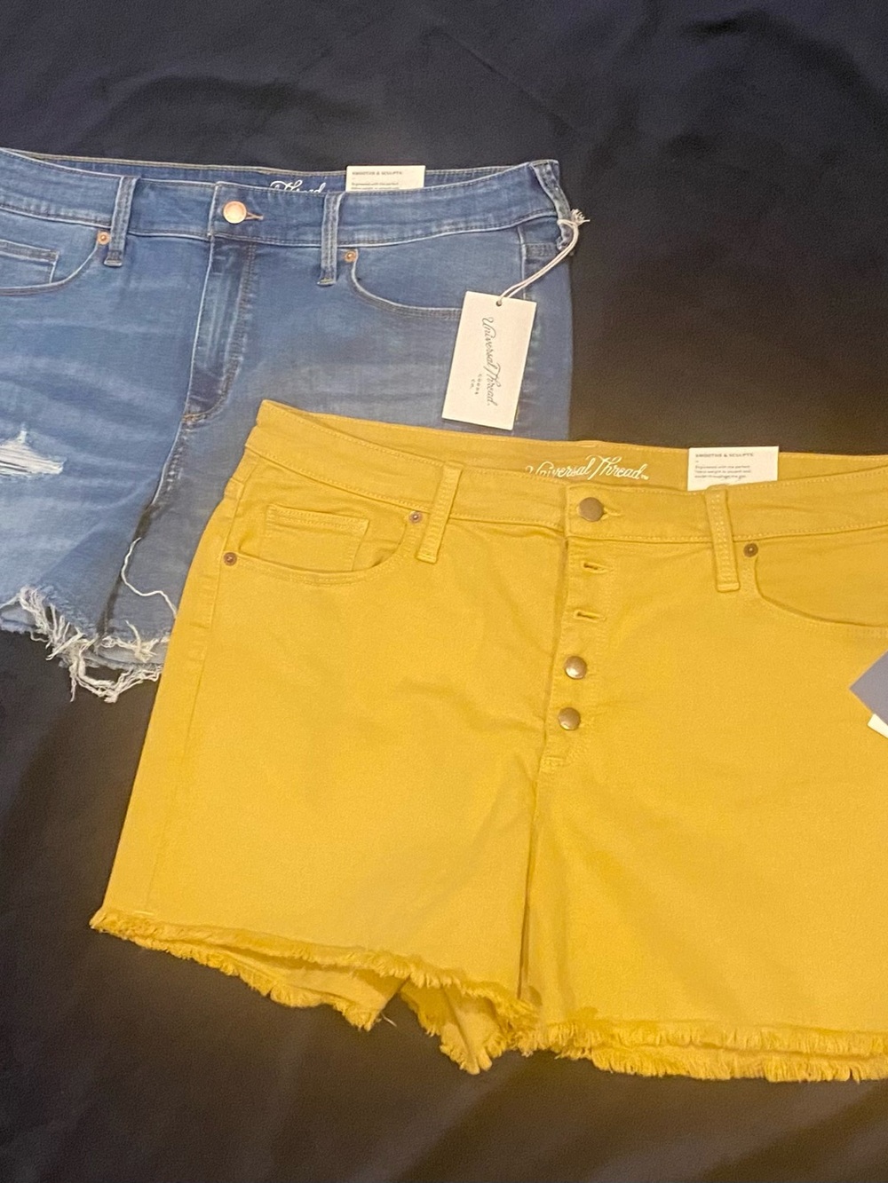 (2) Universal Thread Shorts Mustard Yellow Button-Front & Zip Front Denim Shorts